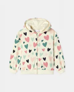 Детское худи с капюшоном и принтом в виде сердечек по всей поверхности Kids El Corte Inglés, белый