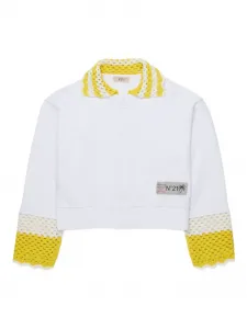 Толстовка с отделкой в технике кроше Nº21 Kids, белый