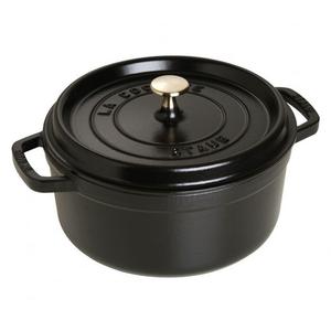 Круглая чугунная кокотница Staub, 3,8 л, 24 см, черный