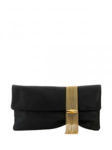 Кожаный клатч Zandra с цепочкой Jimmy Choo, черный