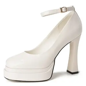 Lan Miao Женские туфли на платформе с массивным каблуком экрю, цвет Ecru