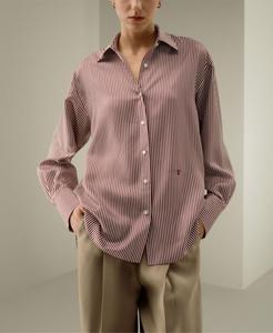 Женская красная полосатая рубашка Ancora оверсайз LILYSILK, Red-white pinstripes