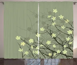 Штора для спальни ABAKUHAUS в деревенском стиле с цветочным рисунком, ретро-цветочным узором, с присборенной лентой, петлями и крючками, 280 x 175 см, бежево-коричневый цвет Abakuhaus