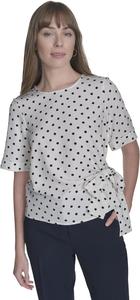 Женская рубашка Tommy Hilfiger с коротким рукавом и принтом в горошек, с завязкой спереди, Ivory/ Midnight