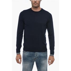 Свитер из натуральной шерсти с полосатыми манжетами Peserico, Blue