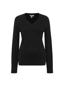 Свитер с V-образным вырезом, узором косы, вязка поперек. Цвет: черный. Mavi Jeans