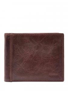 Мужской кожаный складной кошелек Fossil коричневого цвета ML3784200