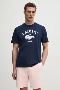 Хлопковая футболка Lacoste, темно-синий