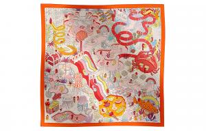 Шёлковый платок Женский Оранжевый HERMES