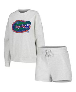 Женский комплект для сна Ash Florida Gators Team Effort, свитер и шорты Gameday Couture