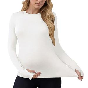 Женская футболка для беременных с длинным рукавом и круглым вырезом Inspire Chic, White