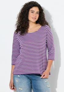 Топ Ulla Popken STRIPED 3/4 SLEEVE, Aubergine/Purple