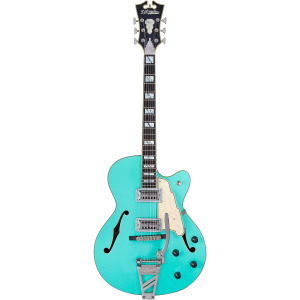 D'Angelico Deluxe Series 175 With TV Jones Humbuckers, ограниченная серия электрогитары с полым корпусом Matte Surf Green