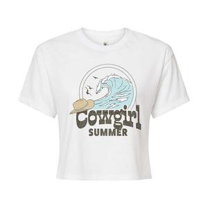 Летняя укороченная футболка с рисунком «Cowgirl» для юниоров, белый