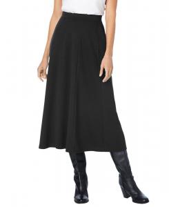 Юбка А-силуэта из трикотажа понте больших размеров Woman Within, Black