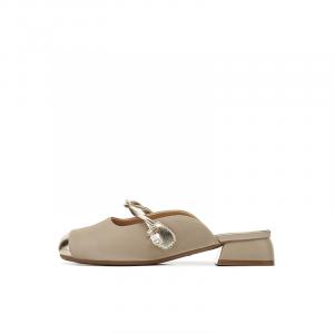 DAPHNE Женские замшевые мозаичные тапочки с закрытым носком шампань, цвет Champagne