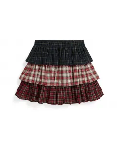 Детская клетчатая плиссированная юбка из поплина для девочек 7-16 лет Polo Ralph Lauren, мультиколор
