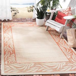 Ковер SAFAVIEH, 161 x 232 см, Washable Rug Outdoor Courtyard Collection - Natural & Terracotta, не линяет и легко чистится, идеален для патио, заднего двора, прихожей (CY1551-3201)