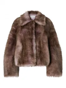 Укороченная шуба из овчины Genny, коричневый