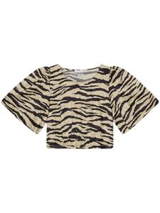 GANNI укороченная футболка с зебровым принтом, нейтральный цвет