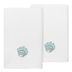 Linum Home Textiles Турецкий хлопок Aaron Набор полотенец для кончиков пальцев с украшением из 2 предметов, белый