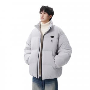 Пуховик Unisex Stand Collar Thickened WARRIOR, серый (90 fleece-lined diy badge)