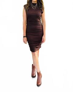 Платье Gia с высоким воротником и подплечниками цвета Java Michael Stars, Java