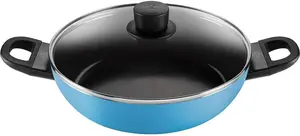 Сковорода Ballarini Caprera Z1025-110 с крышкой из стекла, 28 см, светло-голубой