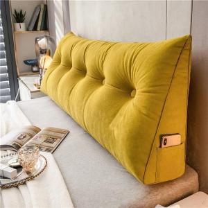 Треугольная подушка для изголовья кровати, подушка для чтения, размер Queen Size, съемная опорная подушка для дивана, кровати, двухъярусной кровати, спинки кровати в общежитии со съемным чехлом (Цвет: желтый, Размер: 80x50x20 см) COZMAX, Yellow
