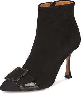 Женские ботильоны XYD с заостренным носком, средним каблуком, для офиса, стильные с пряжкой и внутренней молнией, короткие ботинки для осени и зимы, Black