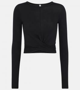 Укороченный топ из вязаного трикотажа Alo Yoga, черный