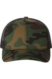 Кепка YP Classics из шести панелей в стиле ретро дальнобойщика, цвет green camo/ black