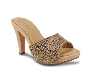 Сандалии Candie's Antonella OMG Platform Sandal, Taupe Woven Synthetic