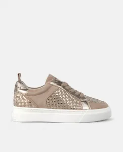 Женские кожаные кроссовки с украшениями из страз и платформой Alma en Pena, бежевый