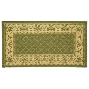 Ковер Courtyard с геометрическим рисунком в виде ромбов для дома и улицы Safavieh, зеленый, 244x336 см