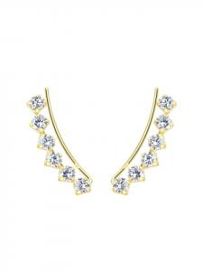 Alexander York Серьги-каффы с цирконием в оправе из золота, изготовленные из серебра 925 пробы, комплект из 2 штук