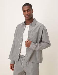 ASOS DESIGN coord свободная рубашка в полоску серого цвета