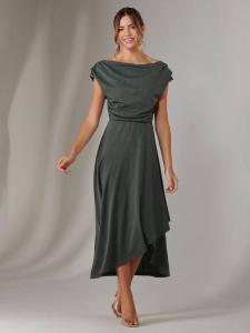 Платье миди с мерцающей драпировкой Jolie Moi, хаки