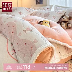 Red Bean Home Textiles Пододеяльник 180х220 см из велюра, цвет Coffee Bear Rabbit, мягкий и нежный