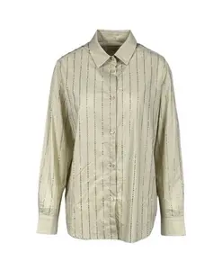 Полосатая рубашка Мередит, украшенная стразами Mc2 Saint Barth, бежевый