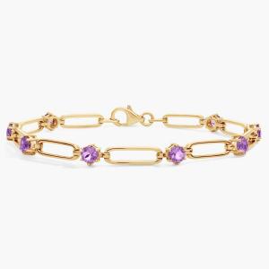 Круглый браслет-скрепка с аметистом из желтого золота 14 карат Blue Nile