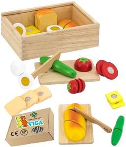 ДЕРЕВЯННЫЕ Пищевые продукты ДЛЯ РАЗРЕЗКИ НАБОР ДЛЯ ЗАВТРАКА с доской Viga и ножом 18м+ Монтессори PakaNiemowlaka