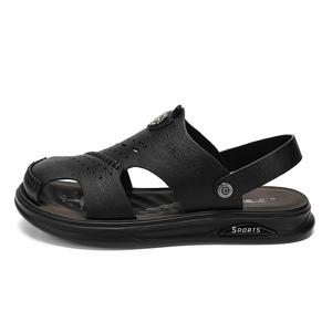 Пляжные шлепанцы мужские черные/темно-коричневые G.N.SHIJIA