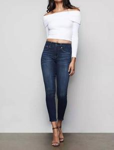 Джинсы Good Legs Crop Stretch Denim High Rise с высокой посадкой синего цвета GOOD AMERICAN