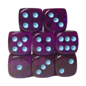 d6, 18 мм, полупрозрачный темно-фиолетовый со светло-голубым (8), Game Dice - Translucent (Role 4 Initiative)