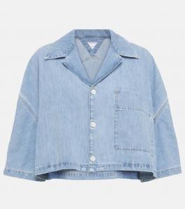 Укороченная хлопковая джинсовая рубашка Bottega Veneta, цвет light bleach