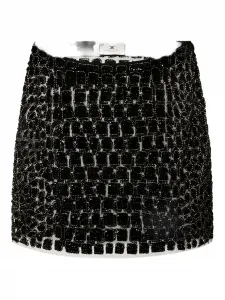 Мини-юбка с вышивкой и эффектом крокодиловой кожи Elisabetta Franchi, черный