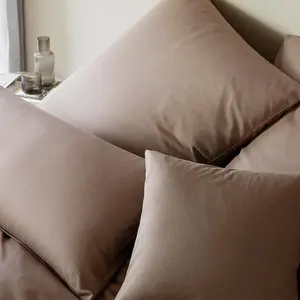 Элегантный комплект постельного белья из трикотажа Мако, вельветовый трикотаж, цвет мокко, размер 155х200+40х80 Elegante