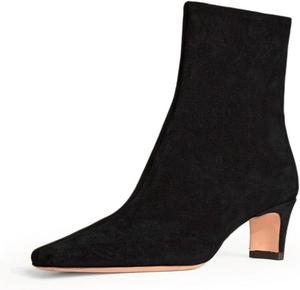 Женские модные ботильоны Miss Left с боковой молнией, низким каблуком, квадратным носком, зимние, для вечеринок и повседневной носки, размер 4-16 US, Black-Suede