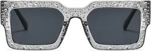 Солнцезащитные очки Melrose Fashion Bling с бриллиантами, ретро-стиль, защита от ультрафиолета UV400, артикул 18225, Grey